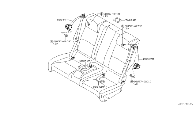 2006 Infiniti G35 Rear Seat Belt Diagram 1