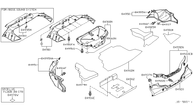 2006 Infiniti G35 SPACER - Luggage Floor Diagram for 849A7-CD000