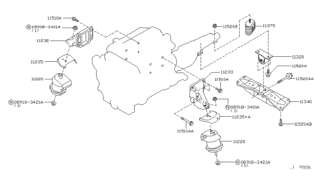 2007 Infiniti G35 Engine & Transmission     Mounting Diagram 3