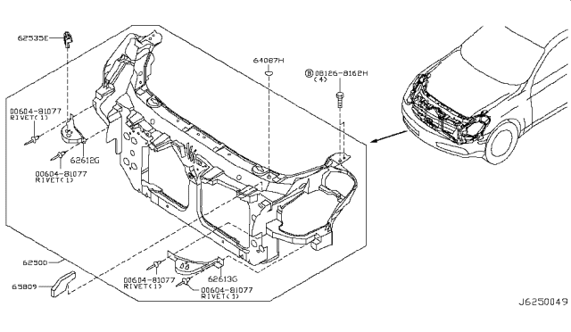 2004 Infiniti G35 Coupe Front Apron & Radiator Core Support Diagram 2