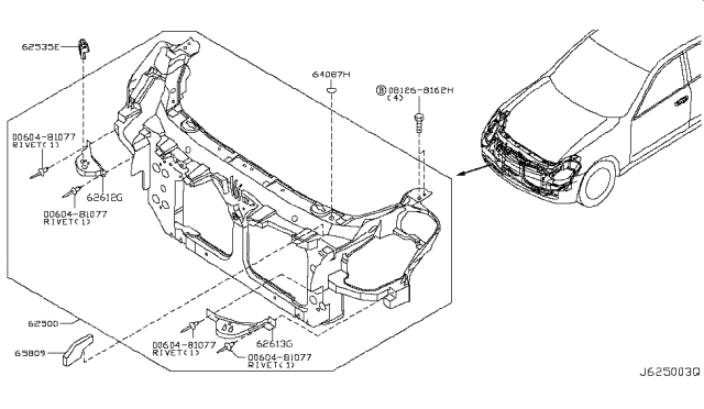 2003 Infiniti G35 Support Assy-Radiator Core Diagram for 62500-AM610