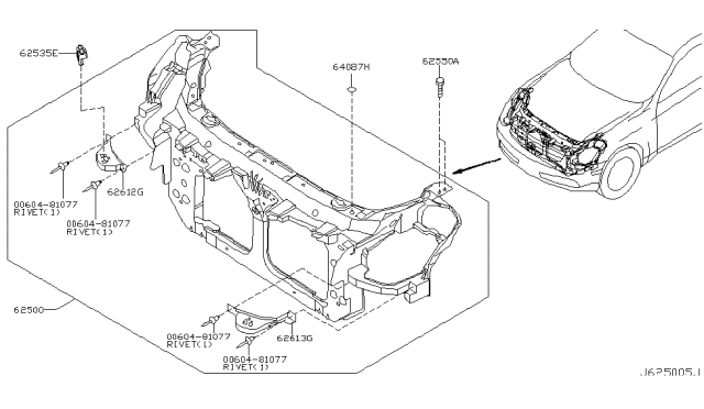 2005 Infiniti G35 Front Apron & Radiator Core Support Diagram 2