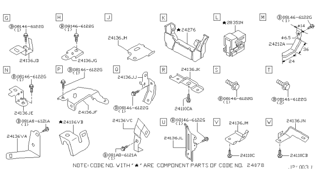 2004 Infiniti G35 Bracket-EGI Harness Diagram for 24136-AM610