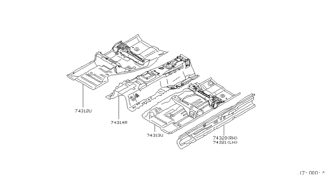 2006 Infiniti G35 Floor-Front,RH Diagram for 74320-AM630