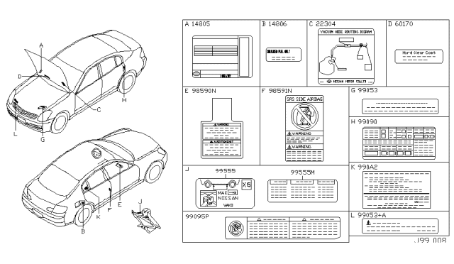 2004 Infiniti G35 Caution Plate & Label Diagram 4