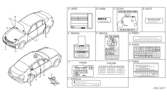 2004 Infiniti G35 Caution Plate & Label Diagram 5