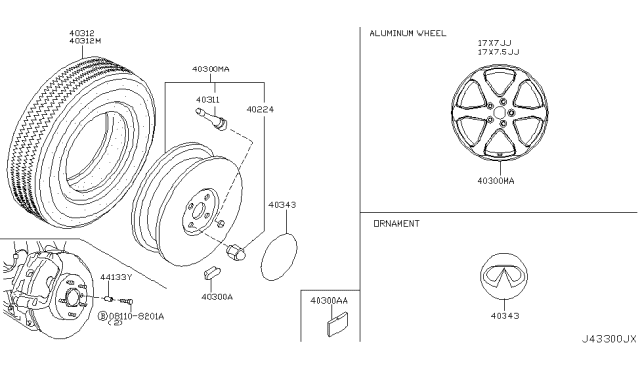 2007 Infiniti G35 Road Wheel & Tire Diagram 8