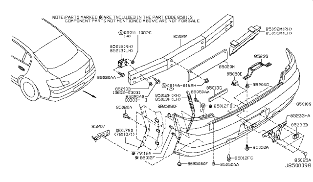 2007 Infiniti G35 Energy ABSORBER-Rear Bumper,RH Diagram for 85092-AC700