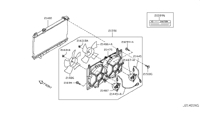 2007 Infiniti G35 Motor Assy-Fan & Shroud Diagram for 21481-CM30B