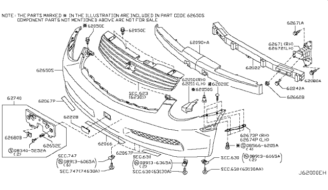 2005 Infiniti G35 ABSORBER - Shock, Front Bumper LH Diagram for 62093-AM810