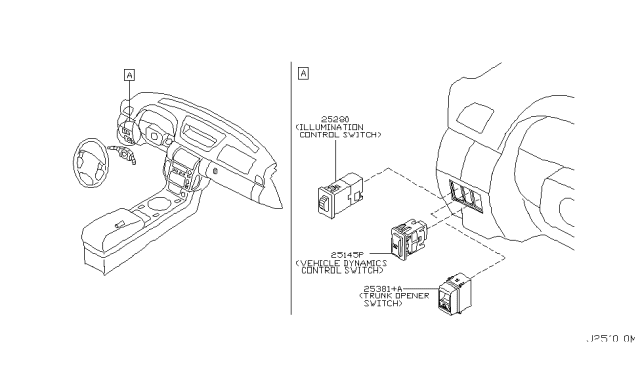 2004 Infiniti G35 Switch Assy-Vehicle Dynamics Control Diagram for 25145-AL510