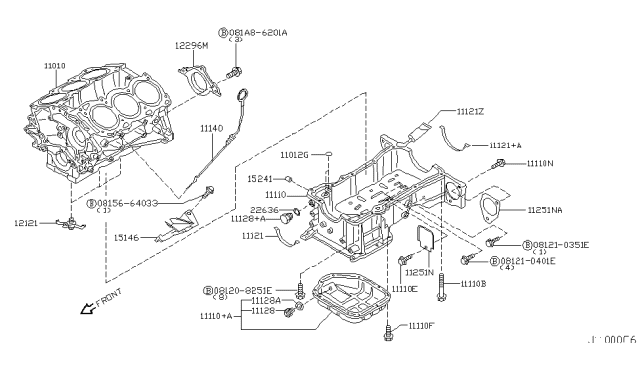 2003 Infiniti G35 Cylinder Block & Oil Pan Diagram 1