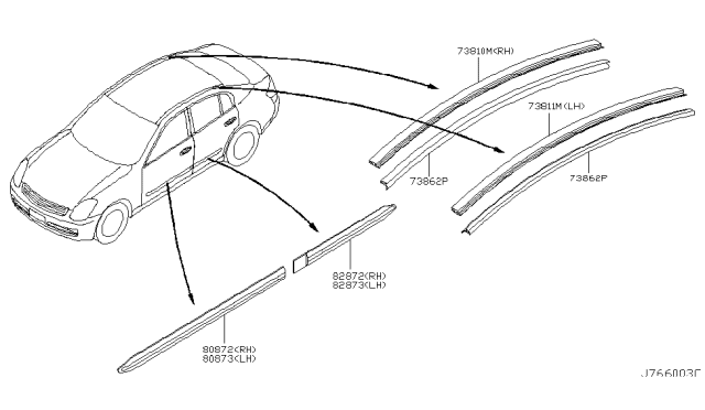 2003 Infiniti G35 Body Side Moulding Diagram 2