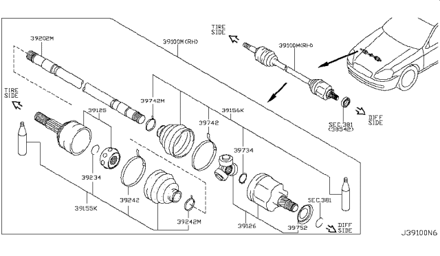 2004 Infiniti G35 Front Drive Shaft (FF) Diagram 2