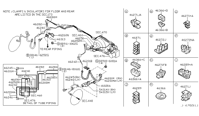 2005 Infiniti G35 Hose Assy-Brake,Front Diagram for 46211-CD001