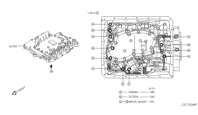 2005 Infiniti G35 Control Valve Assembly Diagram for 31705-90X73