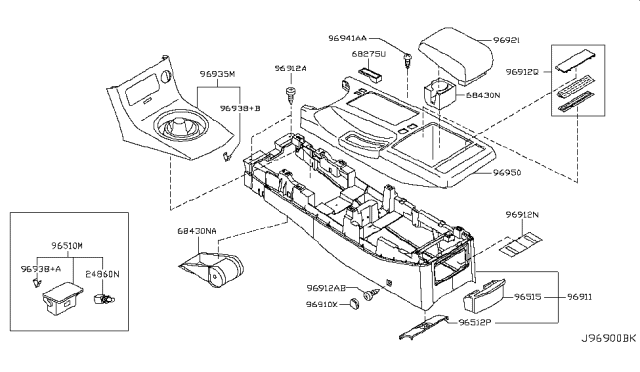 2005 Infiniti G35 Boot Console Diagram for 96935-AL801