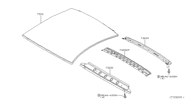 2006 Infiniti G35 Roof Panel & Fitting Diagram 1