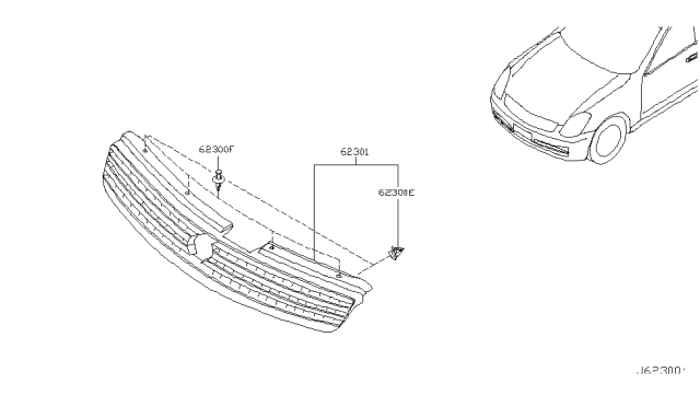 2004 Infiniti G35 Front Grille Diagram 2