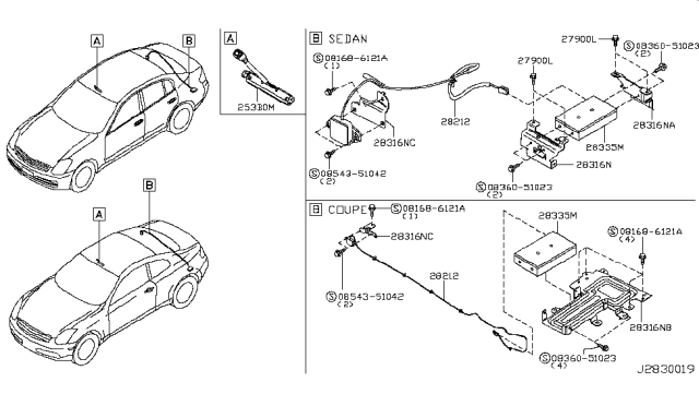 2006 Infiniti G35 Adapter Unit Telephone Diagram for 28335-AT70D