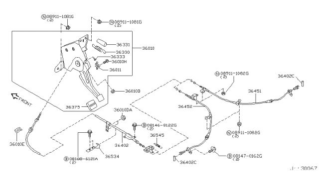 2007 Infiniti G35 Device Assy-Parking Brake Control Diagram for 36010-AM800