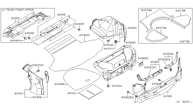 2005 Infiniti G35 SPACER-Trunk Floor,R Diagram for 84978-AC700