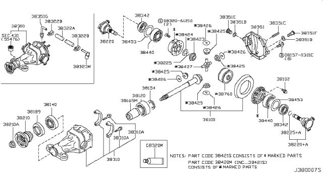 2004 Infiniti G35 Gear Set-Final Drive Diagram for 38100-1C360