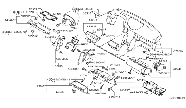 2003 Infiniti G35 Box-Glove Diagram for 68500-AM601