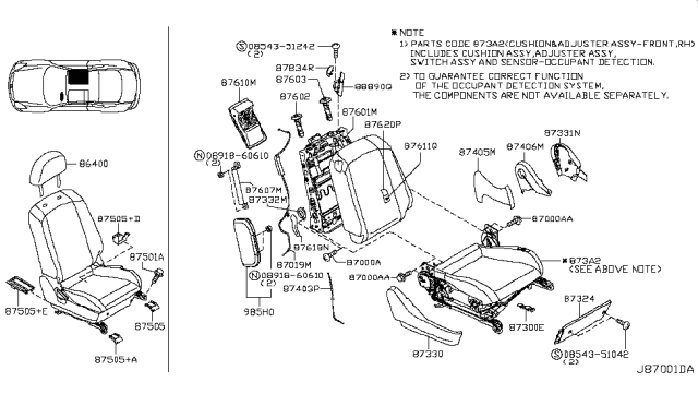 2006 Infiniti G35 Cushion Complete-Front Seat R Diagram for 873A2-CM40C