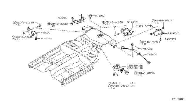 2007 Infiniti G35 J Nut M6 Diagram for 54588-CD00A