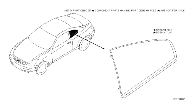 2005 Infiniti G35 Glass Assy-Side Window,LH Diagram for 83307-AM800