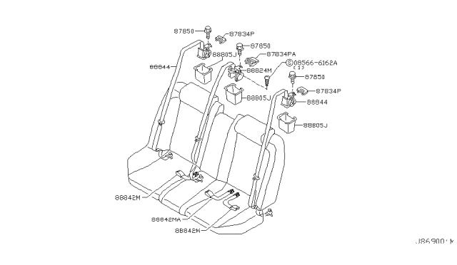 2006 Infiniti G35 Coupe Rear Seat Belt Diagram 4