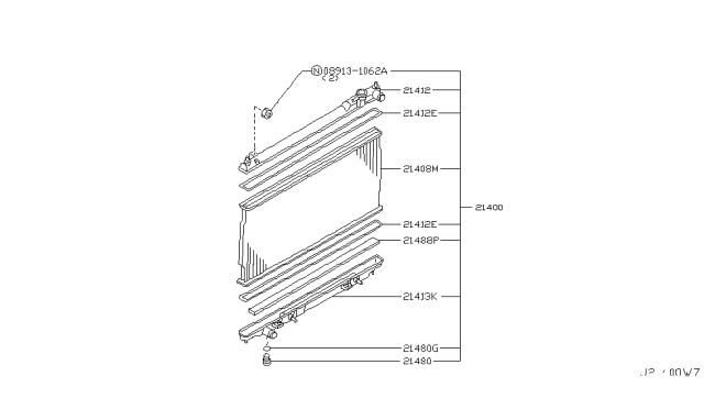 2005 Infiniti G35 Core Assy-Radiator Diagram for 21411-CD010