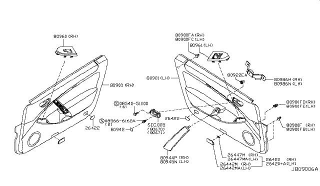 2003 Infiniti G35 Front Door Trimming Diagram 2