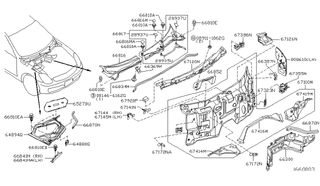 2003 Infiniti G35 Cowl Top & Fitting Diagram 2