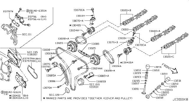 2005 Infiniti G35 Tensioner Assy-Chain Diagram for 13070-8J102