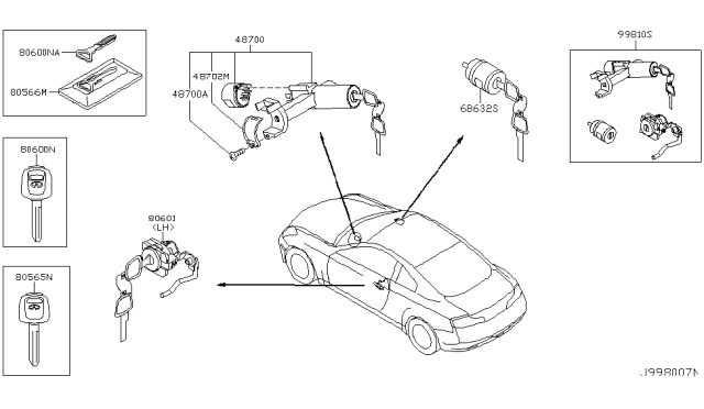 2004 Infiniti G35 Coupe Key Set & Blank Key Diagram 1