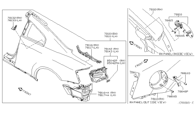 2005 Infiniti G35 Extension-Rear Fender,RH Diagram for 78116-AM800