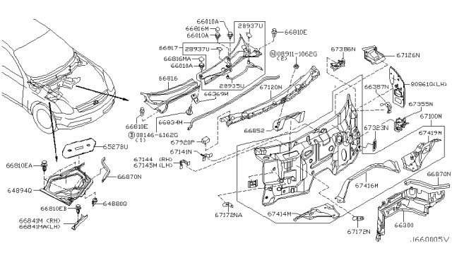 2005 Infiniti G35 Coupe Cowl Top & Fitting Diagram 1