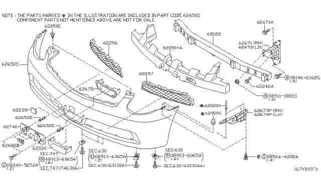 2004 Infiniti G35 Front Bumper Diagram 6