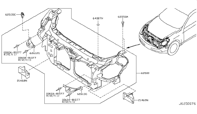 2007 Infiniti G35 Support Assy-Radiator Core Diagram for 62500-AC700