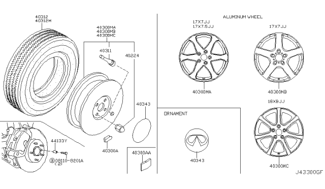 2005 Infiniti G35 Ev Wheel Weight Balance Diagram for 40321-5M005