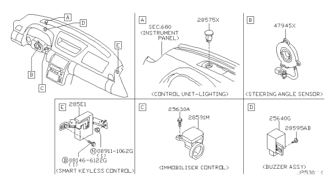 2006 Infiniti G35 Keyless Control Module Diagram for 285E1-AC700