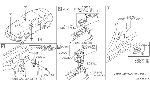 2004 Infiniti G35 Sensor-Side Air Bag Center Diagram for 98820-AM825