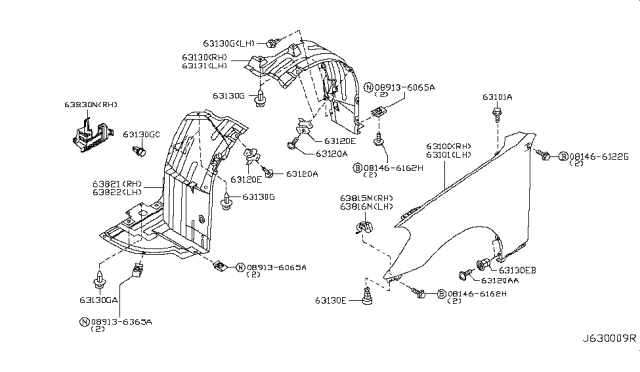 2005 Infiniti G35 Coupe Front Fender & Fitting Diagram 3