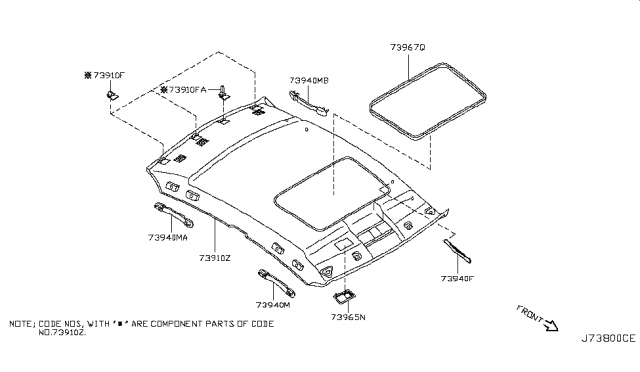 2003 Infiniti G35 Headlining Assy Diagram for 73910-AM775