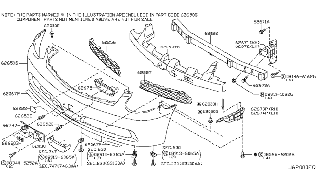 2005 Infiniti G35 Bracket - Licence Plate Diagram for 96212-AM602