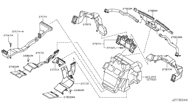 2004 Infiniti G35 Nozzle-Side Defroster Driver Diagram for 27811-AM600