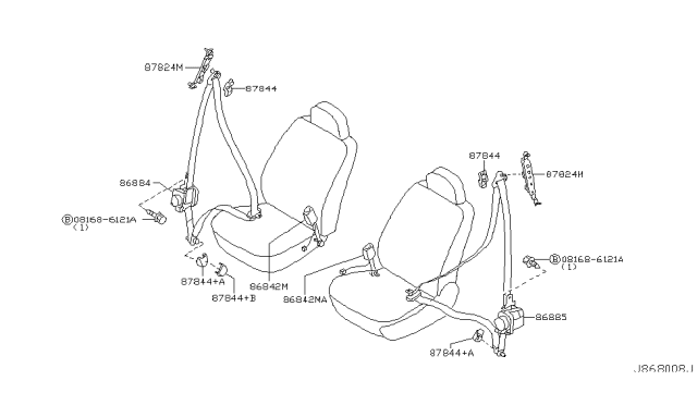 2005 Infiniti G35 Adjuster-Seat Belt Diagram for 87824-ED001