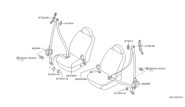 2006 Infiniti G35 Front Seat Belt Diagram 2